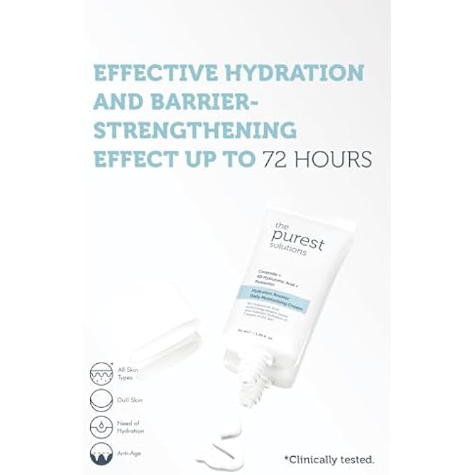 the purest solutions HYDRATION BOOSTER DAILY MOISTURIZING CREAM - CERAMIDE + 4D HYALURONIC ACID + PENTAVITIN - 24-HOUR EFFECTIVE INTENSIVE CARE FOR ALL SKIN TYPES - VEGAN | CRUELTY FREE (50 ML) - Image 2